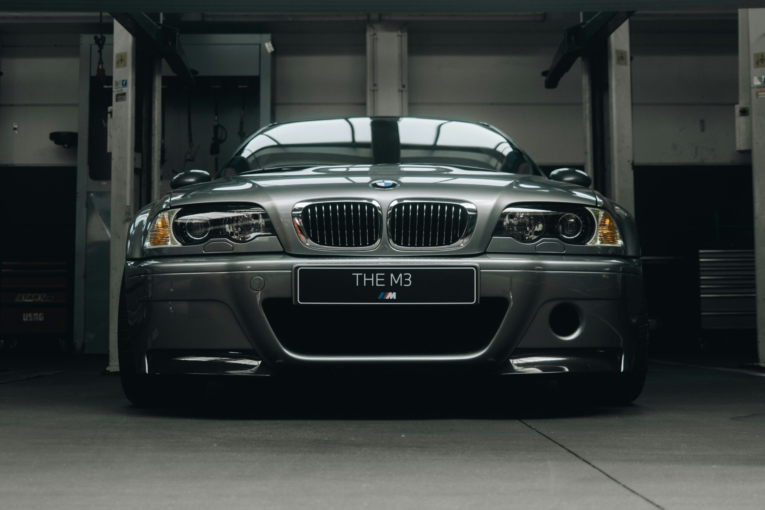 A BMW E46 M3 investment CSL from the front.