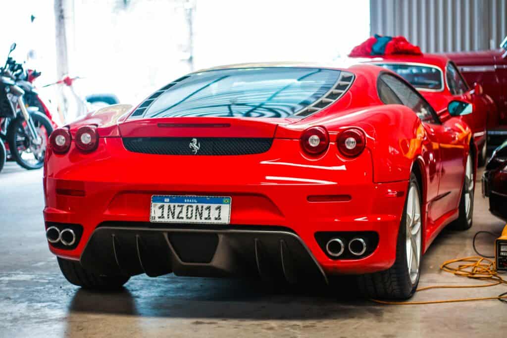 Rear end of a red Ferrari F430
