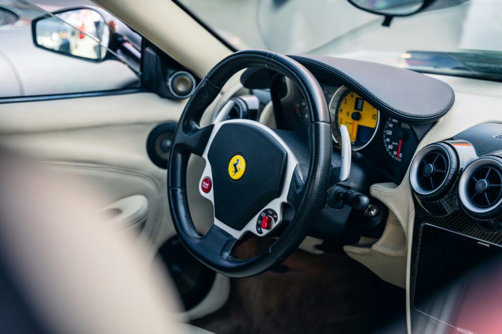 An interior view of a Ferrari F430 Scuderia