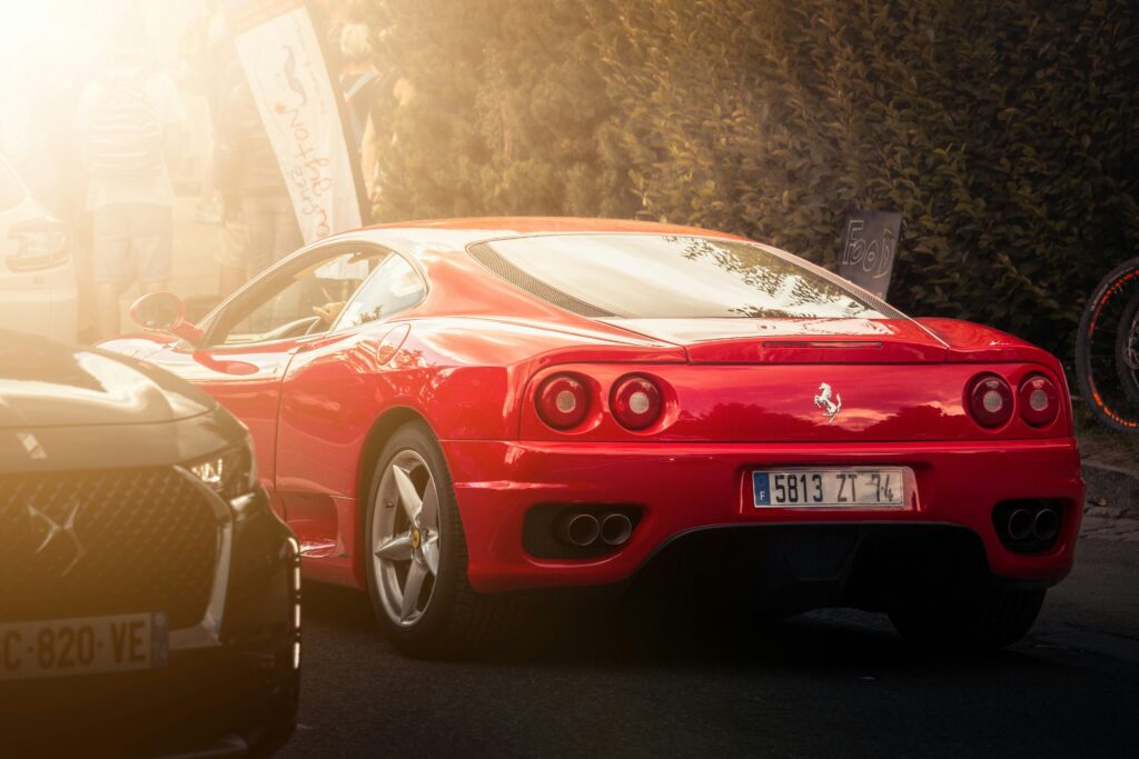 Rear end of a red Ferrari 360 Challenge Stradale